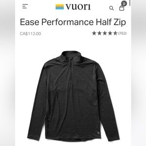Vuori easy performance 1/2 zip. XL, new, charcoal
